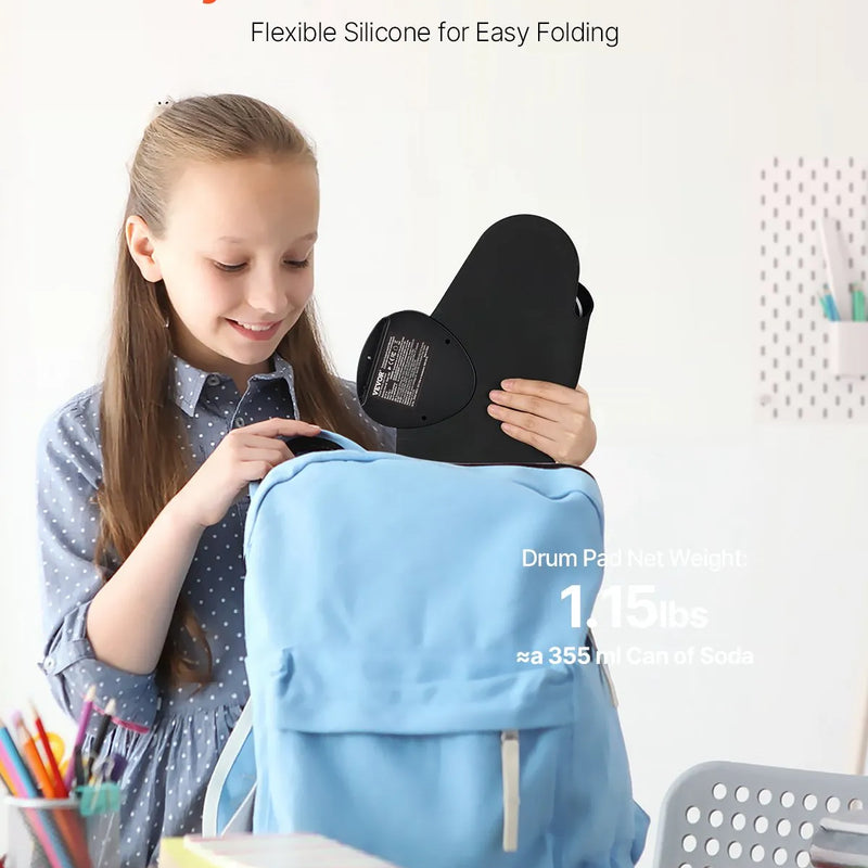 VEVOR elektroniskais bungas komplekts ar 7 triecienzonām, sarullējams treniņu paliktnis, elektroniskās bungas ar austiņu pieslēgumu