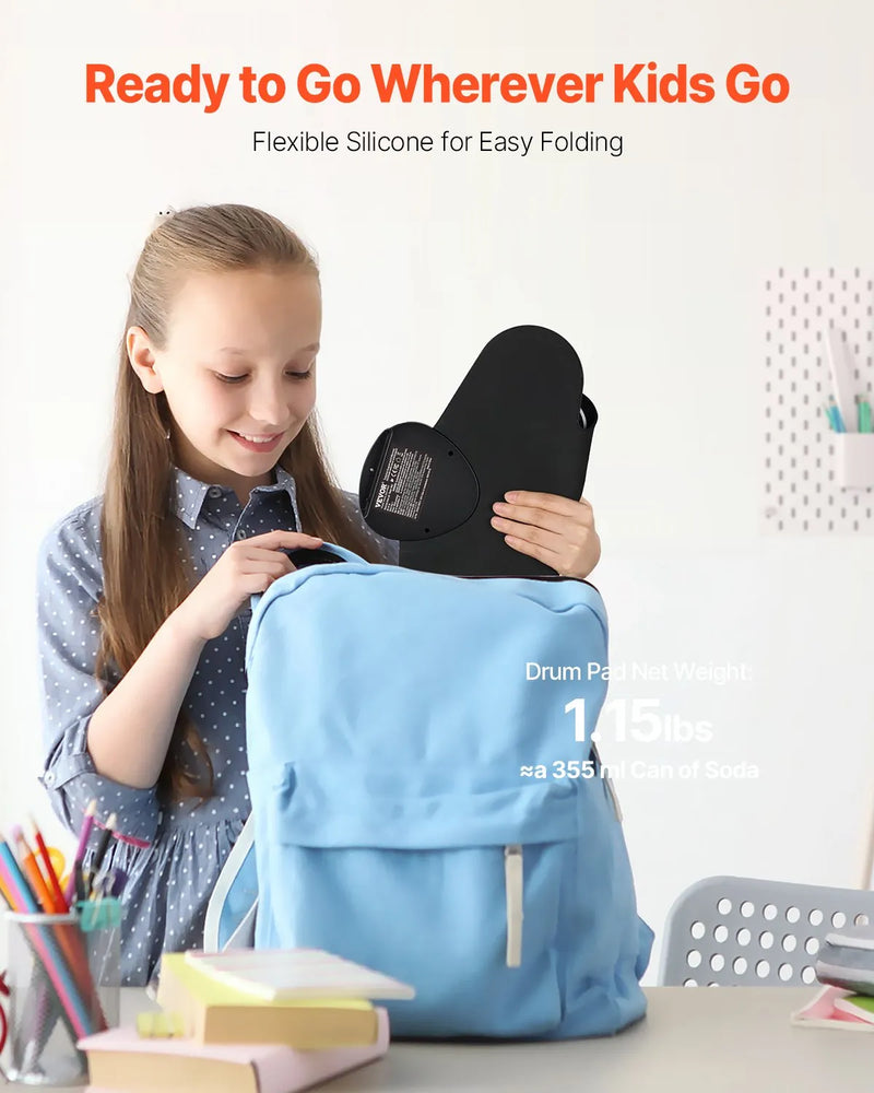 VEVOR elektroniskais bungas komplekts ar 7 triecienzonām, sarullējams treniņu paliktnis, elektroniskās bungas ar austiņu pieslēgumu