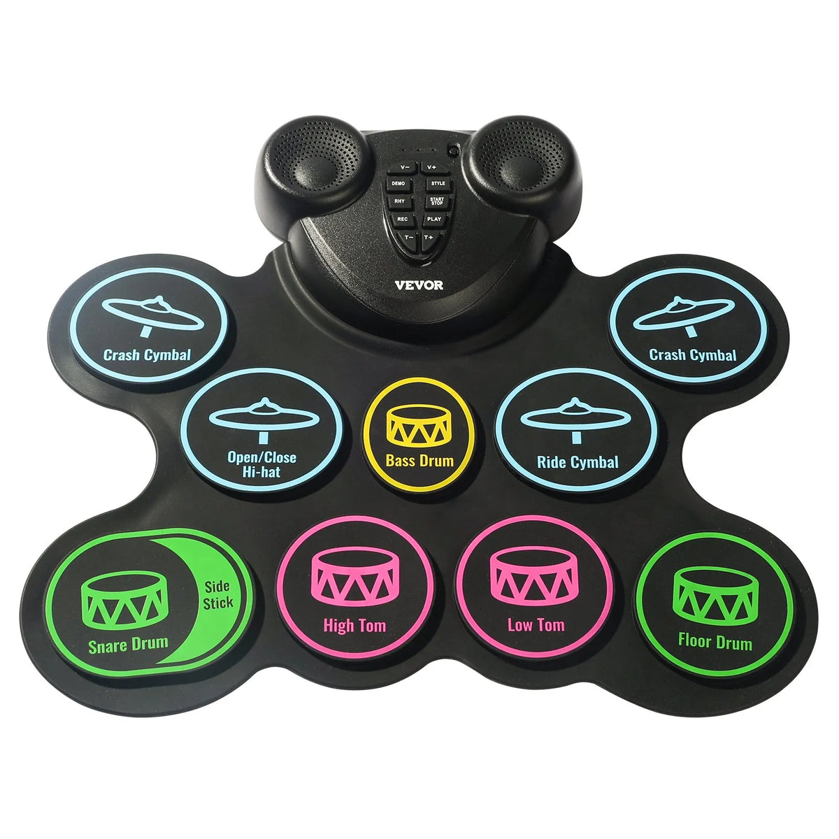VEVOR Electronic Drum Kit 9 Pads, Foldable Stand with 2 Pedals, Speakers and MIDI, for Kids 3+