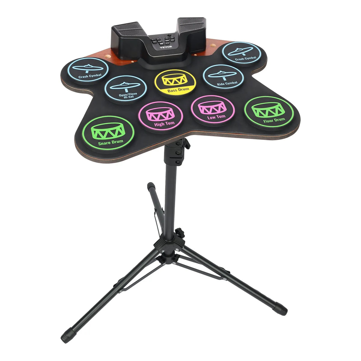 VEVOR Electronic Drum Kit 9 Pads with Stand, Dual Pedals, Illuminated Sticks and Speakers, for Children from 5 Years