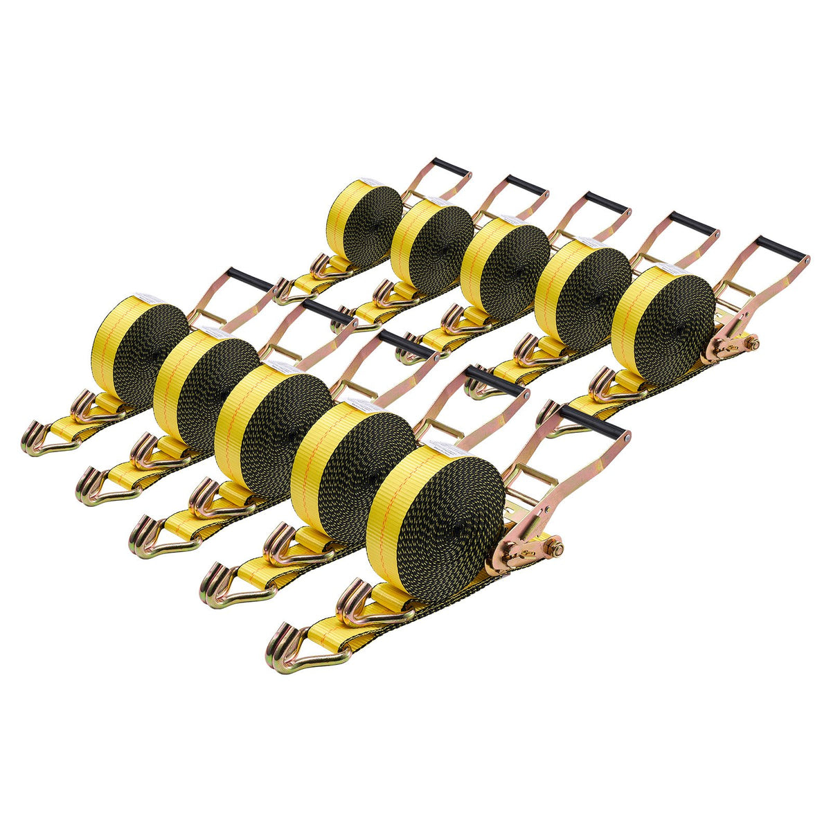 VEVOR Ratchet Tie-Down Strap Set, 50.8 mm × 9.1 m, Heavy-Duty Straps with Dual J-Hooks, 4536 kg Breaking Strength, Cargo Securing for Transport, Trailers, Motorcycles, Kayaks and Roof Racks, 10 Pieces