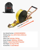 VEVOR sprūdrata stiprinājuma siksnu komplekts, 50,8 mm × 9,1 m, lieljaudas siksnas ar dubultajiem J veida āķiem, pārrāvuma izturība 4536 kg, kravas nostiprināšanai pārvadāšanā, piekabēs, motocikliem, kajakiem un uz auto jumta, 10 gab.