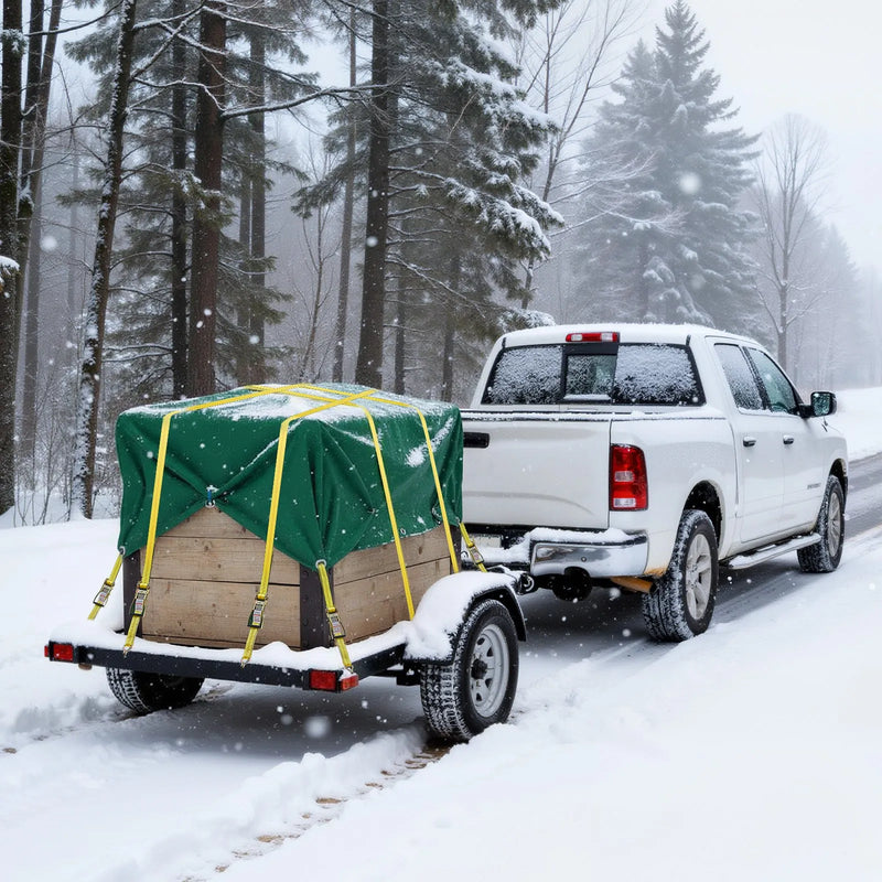 VEVOR sprūdrata stiprinājuma siksnu komplekts, 50,8 mm × 9,1 m, lieljaudas siksnas ar dubultajiem J veida āķiem, pārrāvuma izturība 4536 kg, kravas nostiprināšanai pārvadāšanā, piekabēs, motocikliem, kajakiem un uz auto jumta, 10 gab.