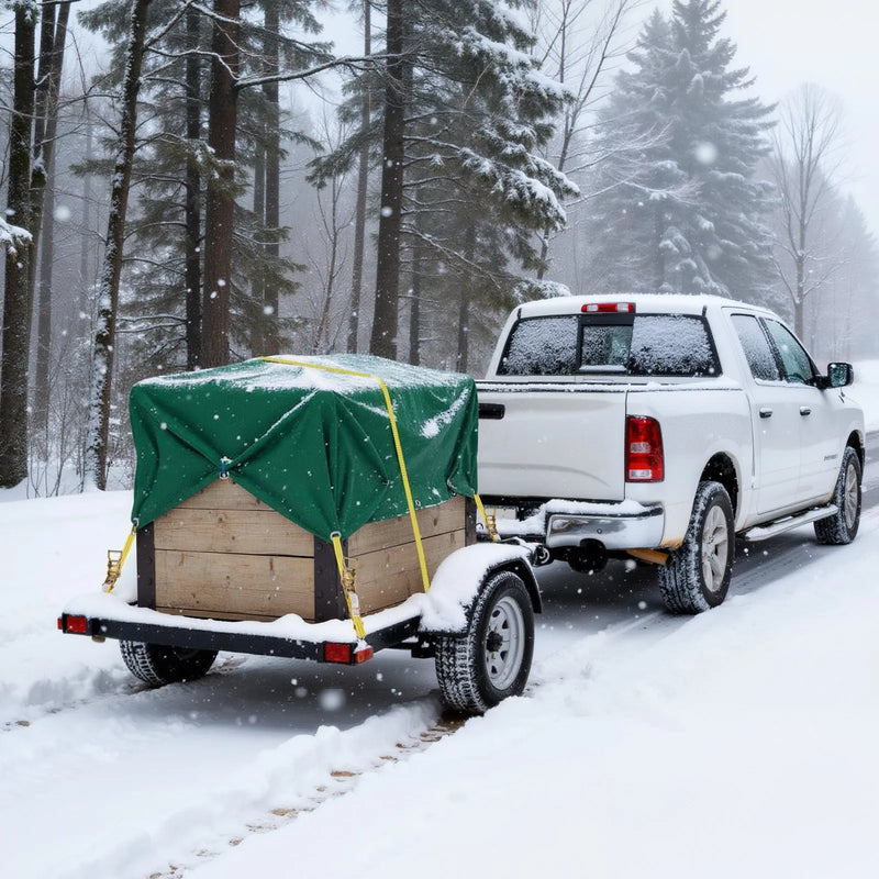 VEVOR sprūdrata stiprinājuma siksnu komplekts, 38,1 mm × 6,1 m, lieljaudas siksnas ar dubultajiem J veida āķiem, pārrāvuma izturība 2000 kg, ar uzglabāšanas somu, kravas nostiprināšanai pārvadāšanā, piekabēs, motocikliem, kajakiem un uz auto jumta, 4 gab.