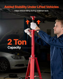 VEVOR zem pacēlāja statīvs 2 t, regulējams augstums 1200–2150 mm, 4 līmeņi, smagā oglekļa tērauda konstrukcija auto pacelšanai un atbalstam - ZEMLETES.LV
