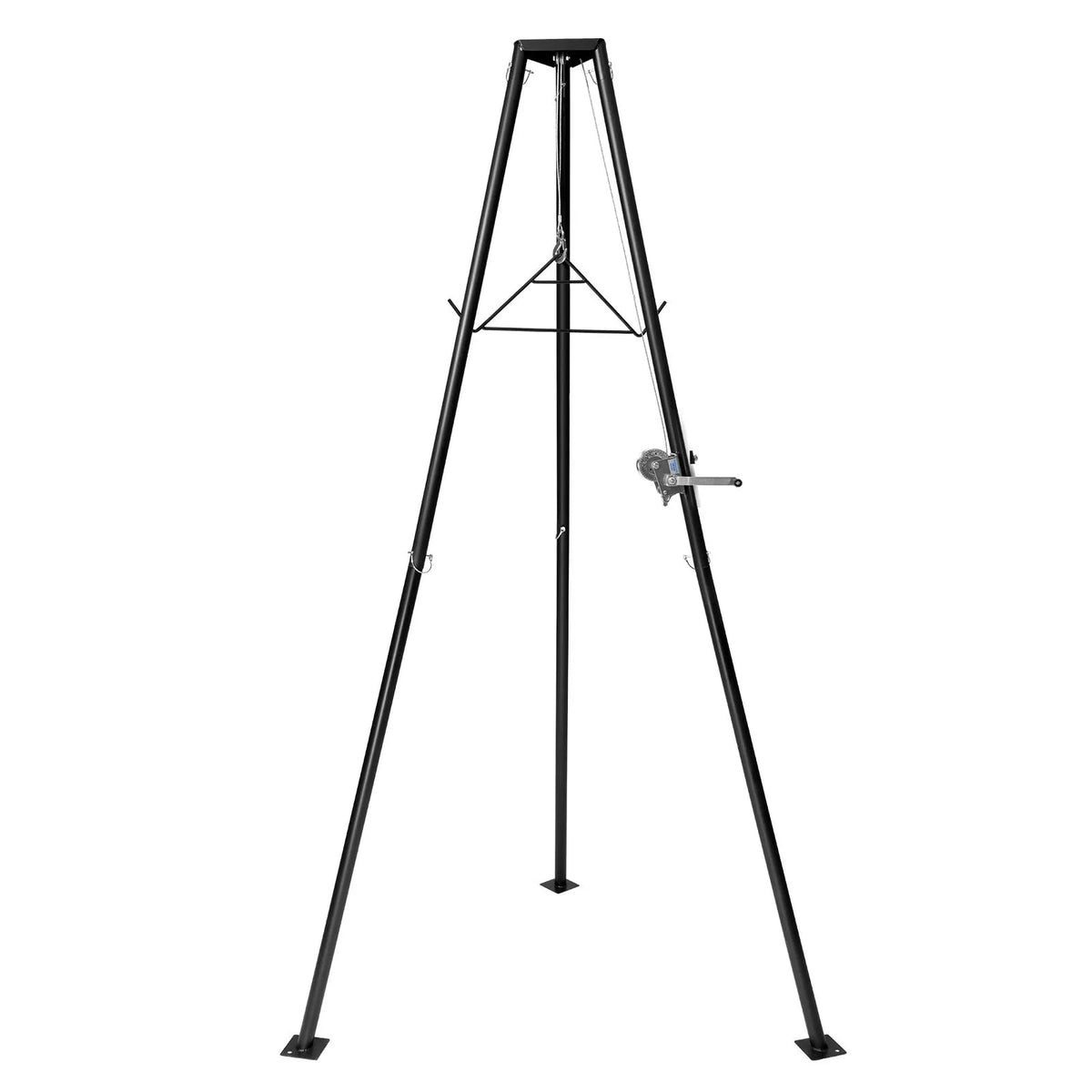 Three-legged deer hoist, 225 kg lifting capacity, hunting winch hoist with hook and hand winch, designed for game cleaning, skinning and moving, black