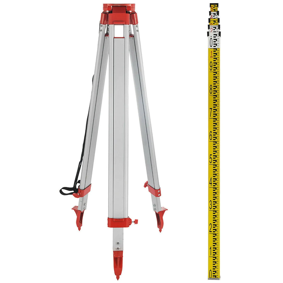 VEVOR Aluminium Tripod 1.65 m and 5 m Five-Section Levelling Rod with Rotating Laser Level