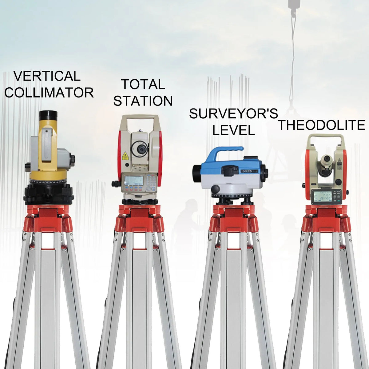 VEVOR Aluminium Tripod 1.65 m and 5 m Five-Section Levelling Rod with Rotating Laser Level