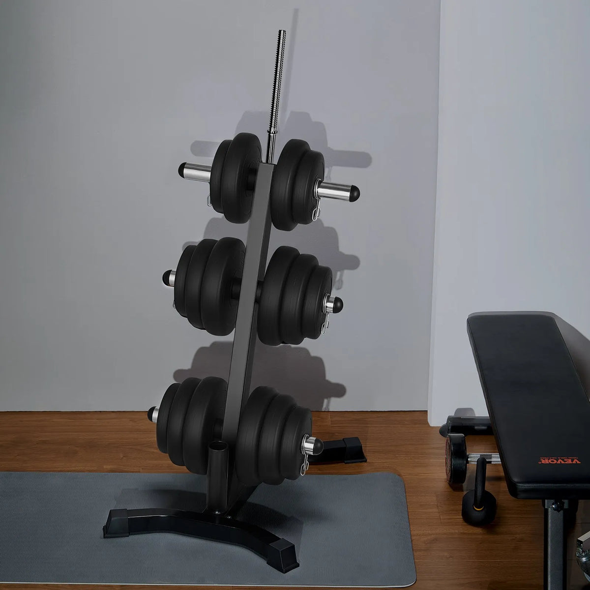 VEVOR svaru disku statīvs ar 50 mm turētājiem, līdz 454 kg, ar stieņa turētāju