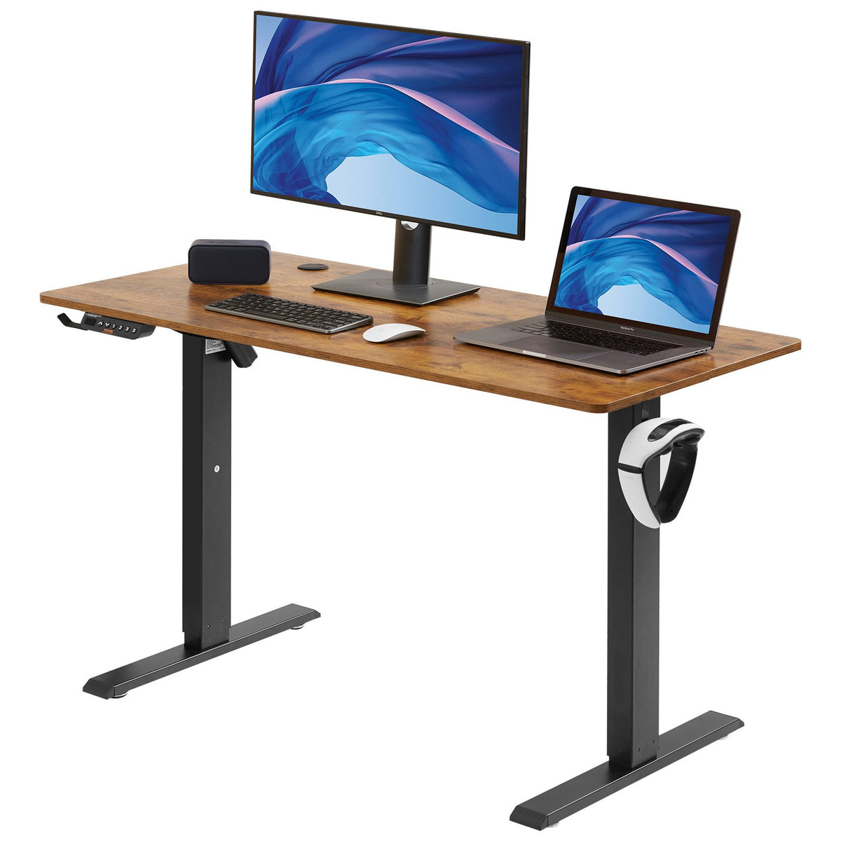 VEVOR rakstāmgalds ar regulējamu augstumu, 140 cm x 70 cm, 3 taustiņu režīmi, elektrisks stāvgalds,  izturīgs dubultā metāla rāmis, paredzēts mājām un birojam