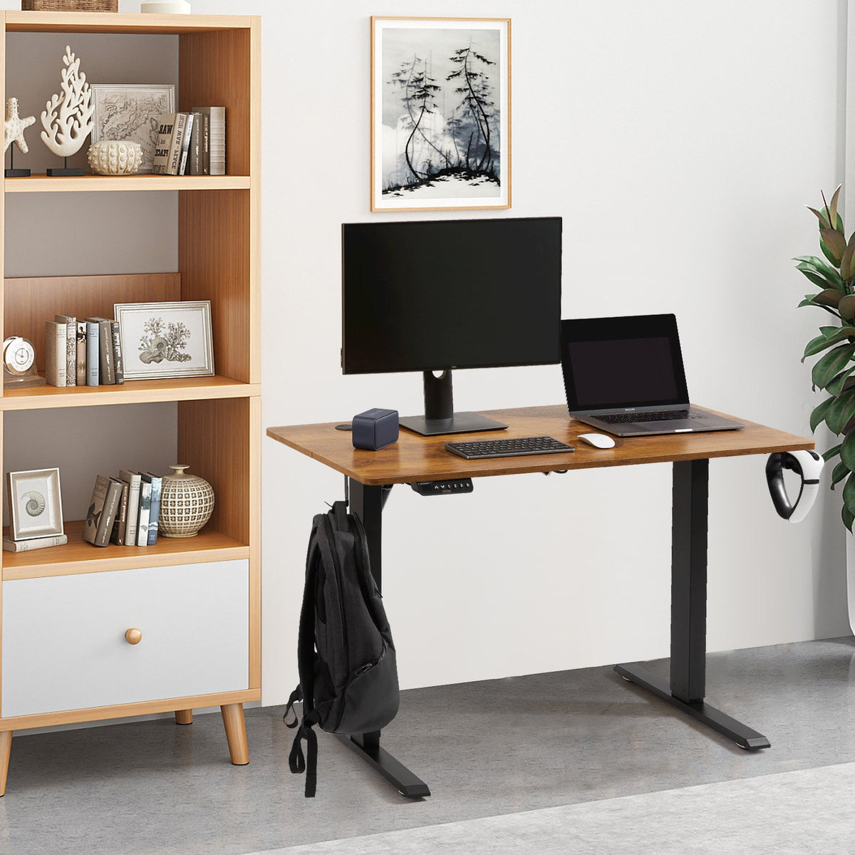 VEVOR rakstāmgalds ar regulējamu augstumu, 140 cm x 70 cm, 3 taustiņu režīmi, elektrisks stāvgalds,  izturīgs dubultā metāla rāmis, paredzēts mājām un birojam