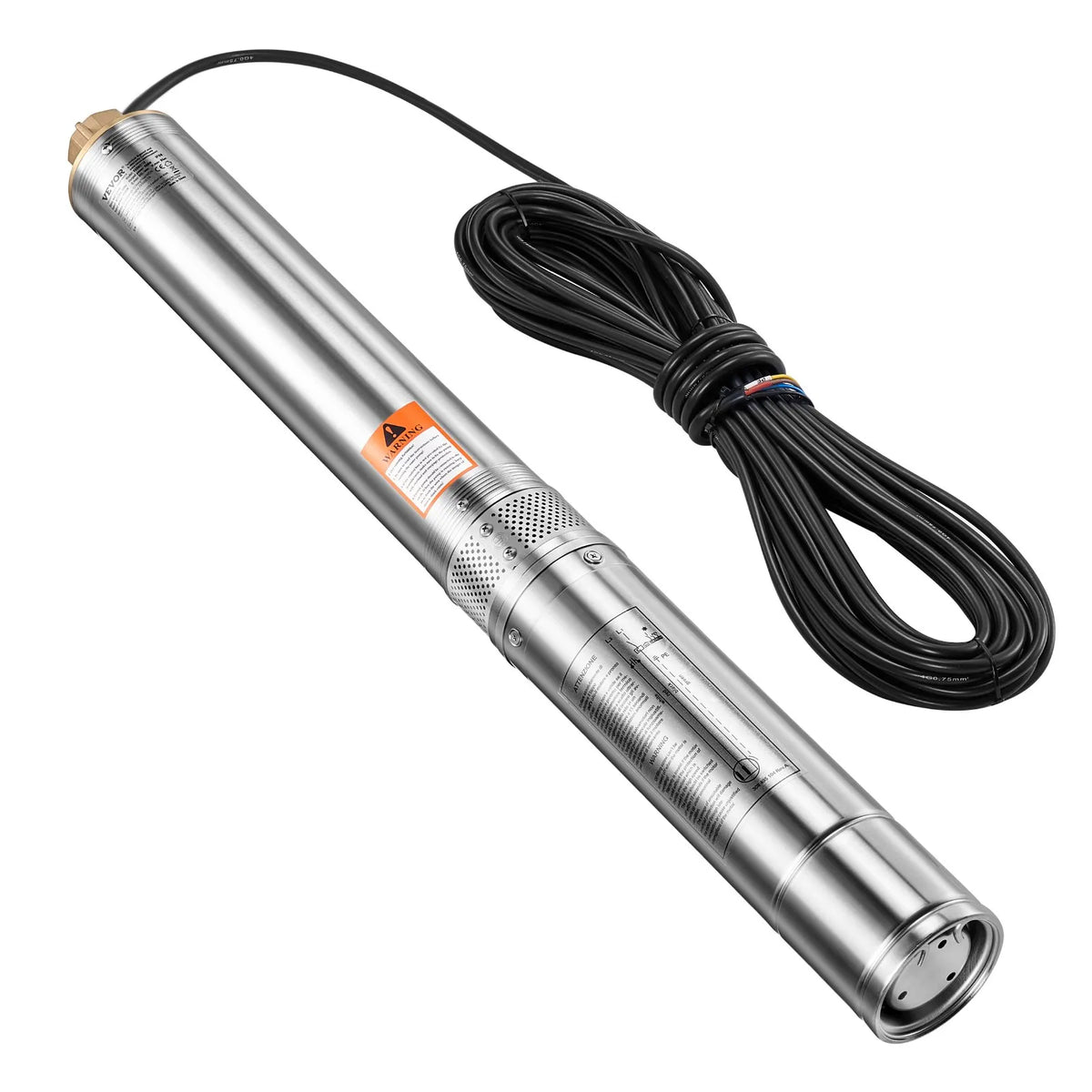 VEVOR Submersible Deep Well Pump 550 W, 230 V, Flow up to 65 l/min, Lift Height up to 85 m, 20 m Cable with External Control Box, Stainless Steel Housing, IP68, for Industrial, Irrigation and Domestic Use
