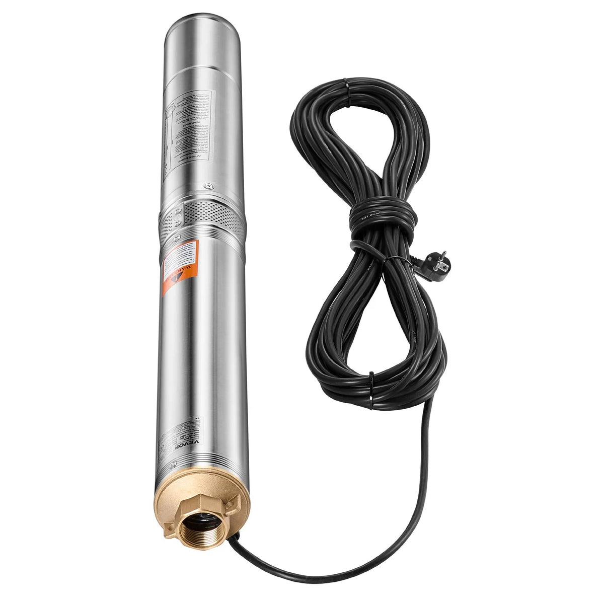 VEVOR Deep Well Submersible Pump, 750 W Output Power, 230 V, 100 l/min Flow, 75 m Lift Height, with 20 m Cable, Stainless Steel Water Pump for Industrial Irrigation and Domestic Use, IP68 Protection Class