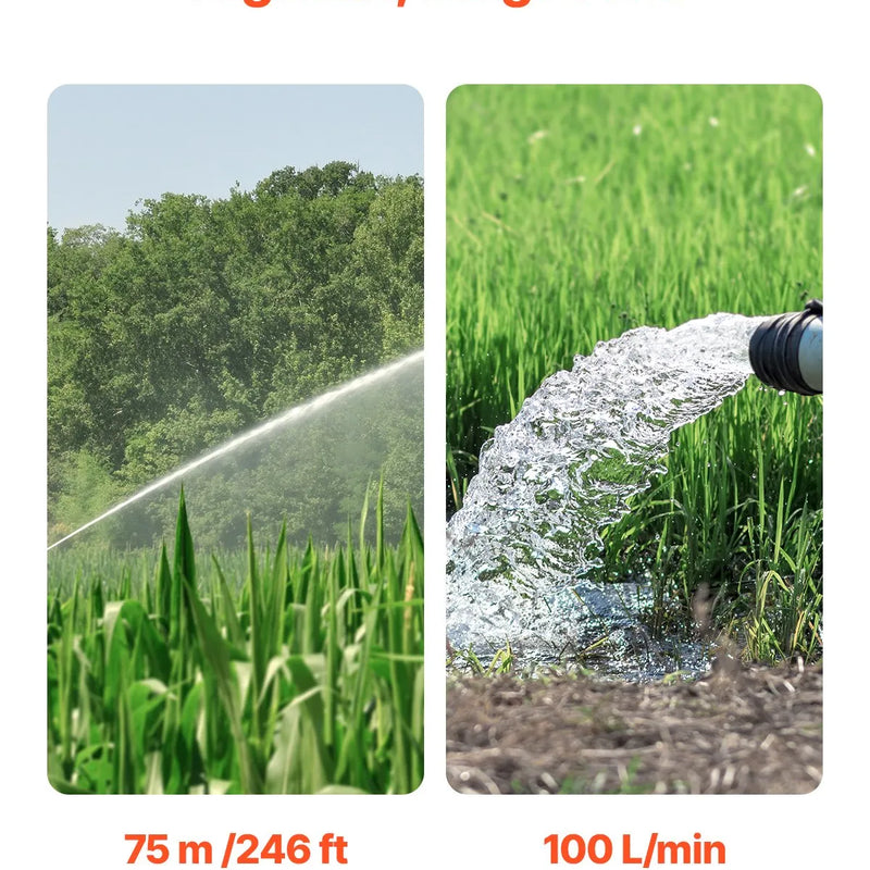 VEVOR dziļurbuma iegremdējamais sūknis, 750 W izejas jauda, 230 V, plūsma 100 l/min, pacēluma augstums 75 m, ar 20 m kabeli, nerūsējošā tērauda ūdens sūknis rūpnieciskai apūdeņošanai un mājas lietošanai, IP68 aizsardzības klase