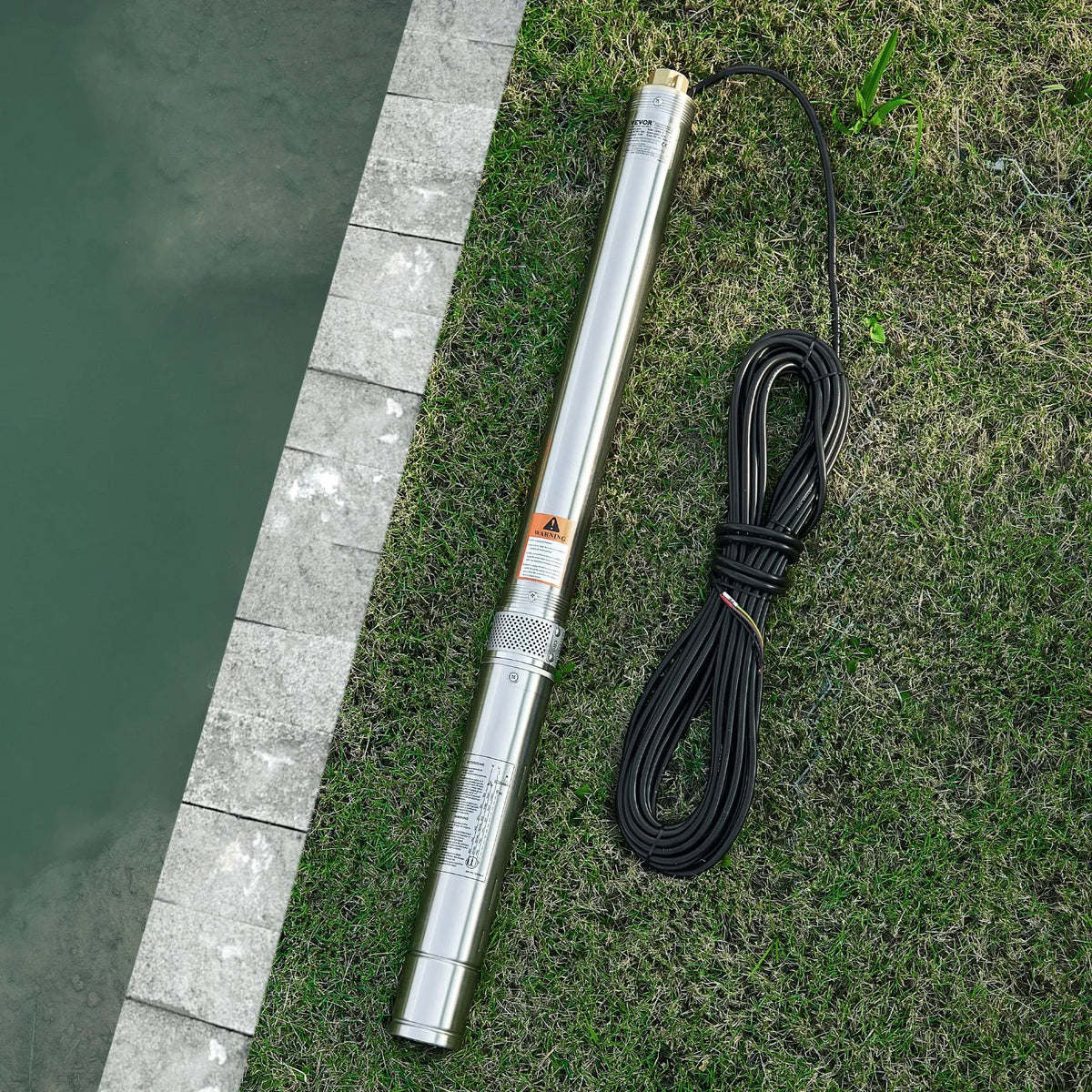 VEVOR Deep Well Submersible Pump, 550 W Power, 230 V, 65 l/min Flow, 64 m Lift Height, with 20 m Cable and External Control Box, Stainless Steel Water Pump for Industrial Irrigation and Domestic Use, IP68 Waterproof