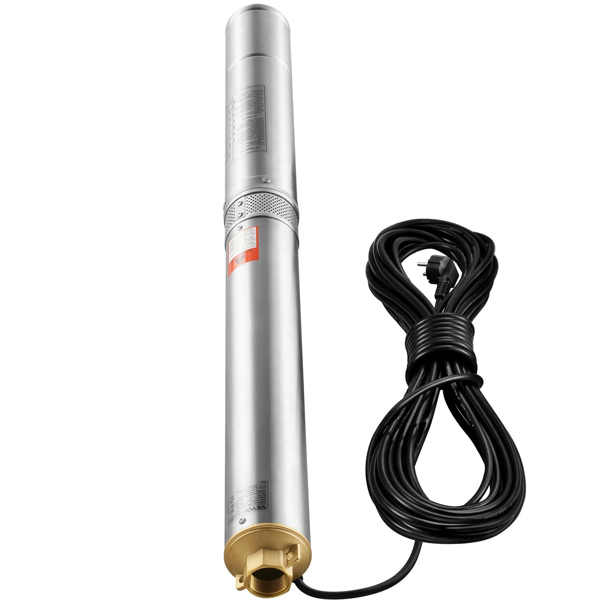 VEVOR Deep Well Submersible Pump 1500 W, 230 V/50 Hz, Flow up to 9.8 m³/h, Lift Height up to 108 m, 9.1 m Electric Cable, Stainless Steel Housing, IP68, for Industrial, Irrigation and Domestic Use
