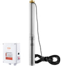 VEVOR dziļurbuma iegremdējamais sūknis, 2200 W, 230 V, plūsma 9,8 m³/h, pacēluma augstums 144 m, ar 19,4 m kabeli un ārējo vadības bloku, nerūsējošā tērauda ūdens sūknis rūpnieciskai apūdeņošanai un mājas lietošanai, IP68 ūdensizturība