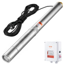 VEVOR dziļurbuma iegremdējamais sūknis, 2200 W, 230 V, plūsma 9,8 m³/h, pacēluma augstums 144 m, ar 19,4 m kabeli un ārējo vadības bloku, nerūsējošā tērauda ūdens sūknis rūpnieciskai apūdeņošanai un mājas lietošanai, IP68 ūdensizturība