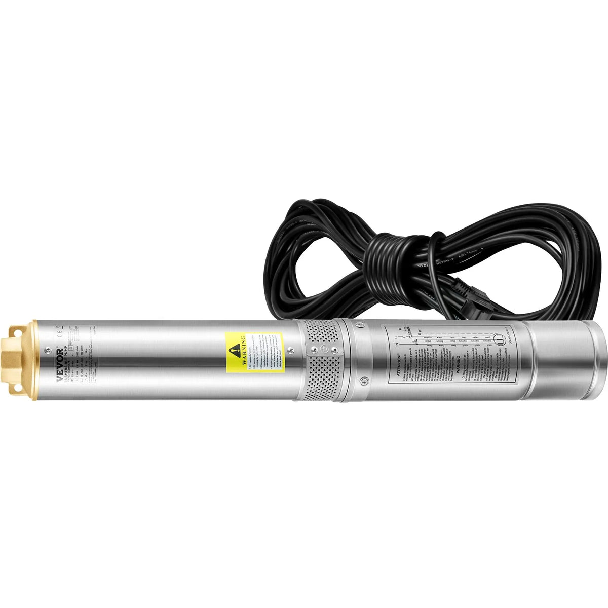 VEVOR Deep Well Submersible Pump 750 W, 230 V/50 Hz, Flow Rate up to 100 l/min, Lifting Height up to 66 m, Sand Resistance < 5 %, 20 m Electric Cable, 7.6 cm Stainless Steel Housing, IP68, for Industrial, Irrigation and Domestic Use