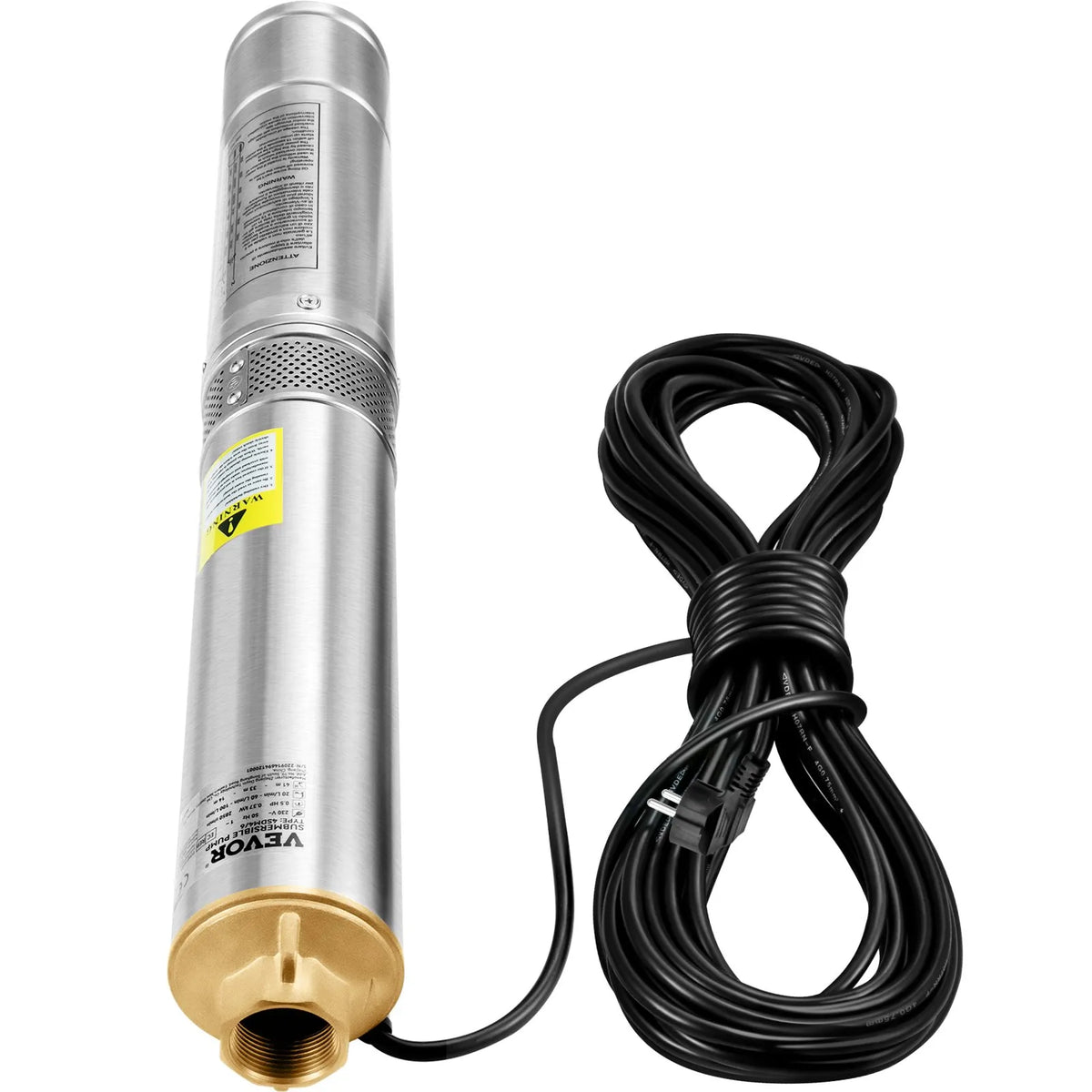 VEVOR Deep Well Submersible Pump 750 W, 230 V/50 Hz, Flow Rate up to 100 l/min, Lifting Height up to 66 m, Sand Resistance < 5 %, 20 m Electric Cable, 7.6 cm Stainless Steel Housing, IP68, for Industrial, Irrigation and Domestic Use