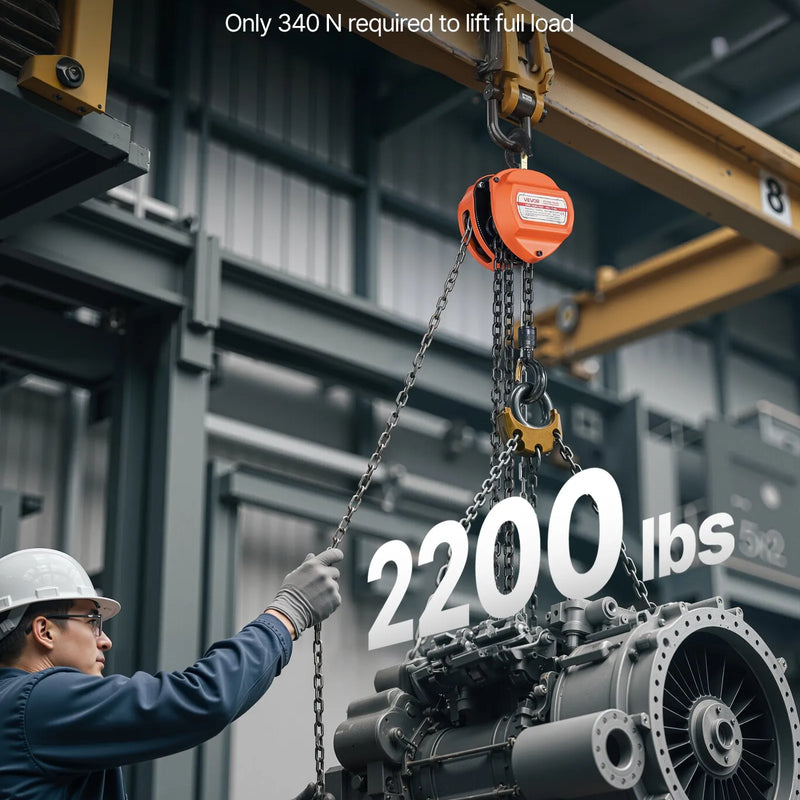 VEVOR manuālais ķēdes pacēlājs, 1 t, G80 cinkota ķēde, 6 m pacelšana, oranžs