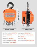 VEVOR manuālais ķēdes pacēlājs, 2 t, G80 cinkota ķēde, 6 m pacelšana, oranžs