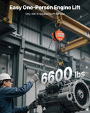 VEVOR manuālais ķēdes pacēlājs, 3 t, G80 cinkota ķēde, 3 m pacelšana, oranžs