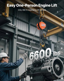 VEVOR 3 t rokas ķēdes pacēlājs ar G80 cinkotu ķēdi un 6 m pacelšanas augstumu, smagsvara mehāniskais trīša pacēlājs garāžām un darbnīcām, oranžs