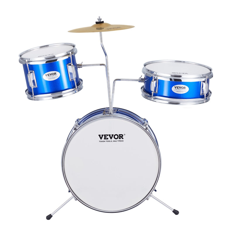 VEVOR bērnu bungu komplekts, 3 daļas, 35,56 cm, iesācējiem, ar sēdekli, zils