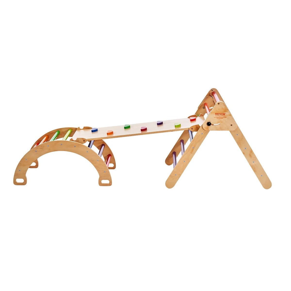VEVOR 5 in 1 Pikler Triangle with Ramp and Arch for Children 1–3 Years, Large, Colourful