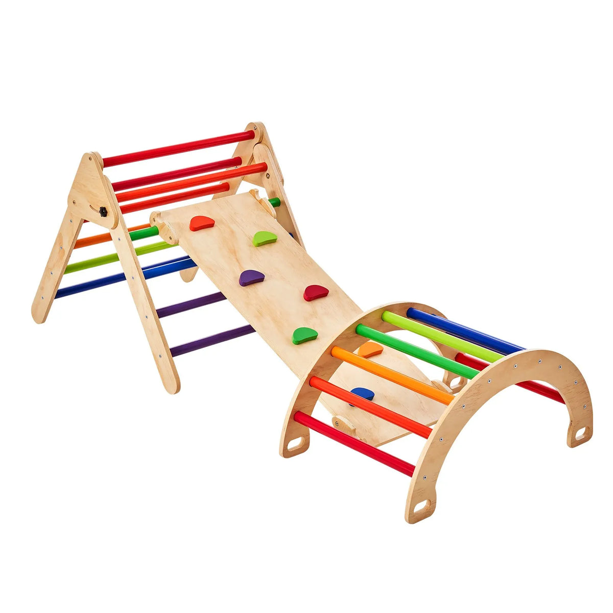 VEVOR 5 in 1 Pikler Triangle with Ramp and Arch for Children 1–3 Years, Large, Colourful