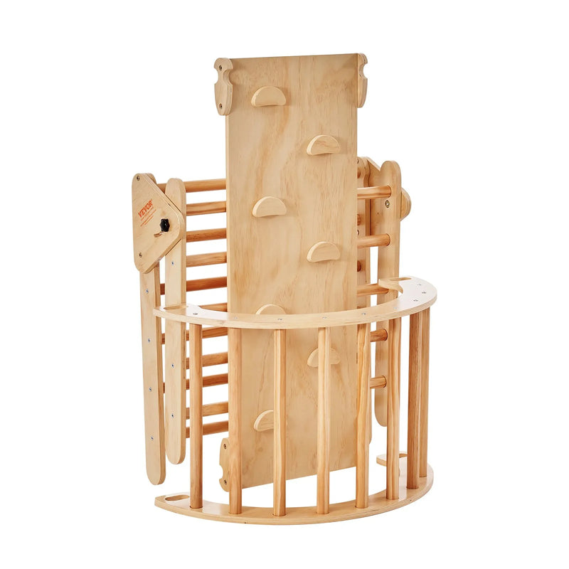 VEVOR Piklera trijstūra komplekts 5-in-1, Montessori koka kāpelēšanas rotaļlieta bērniem 1–3 gadi, iekštelpu rotaļu laukums ar trijstūri, rampu un arku, liels izmērs, koka krāsa