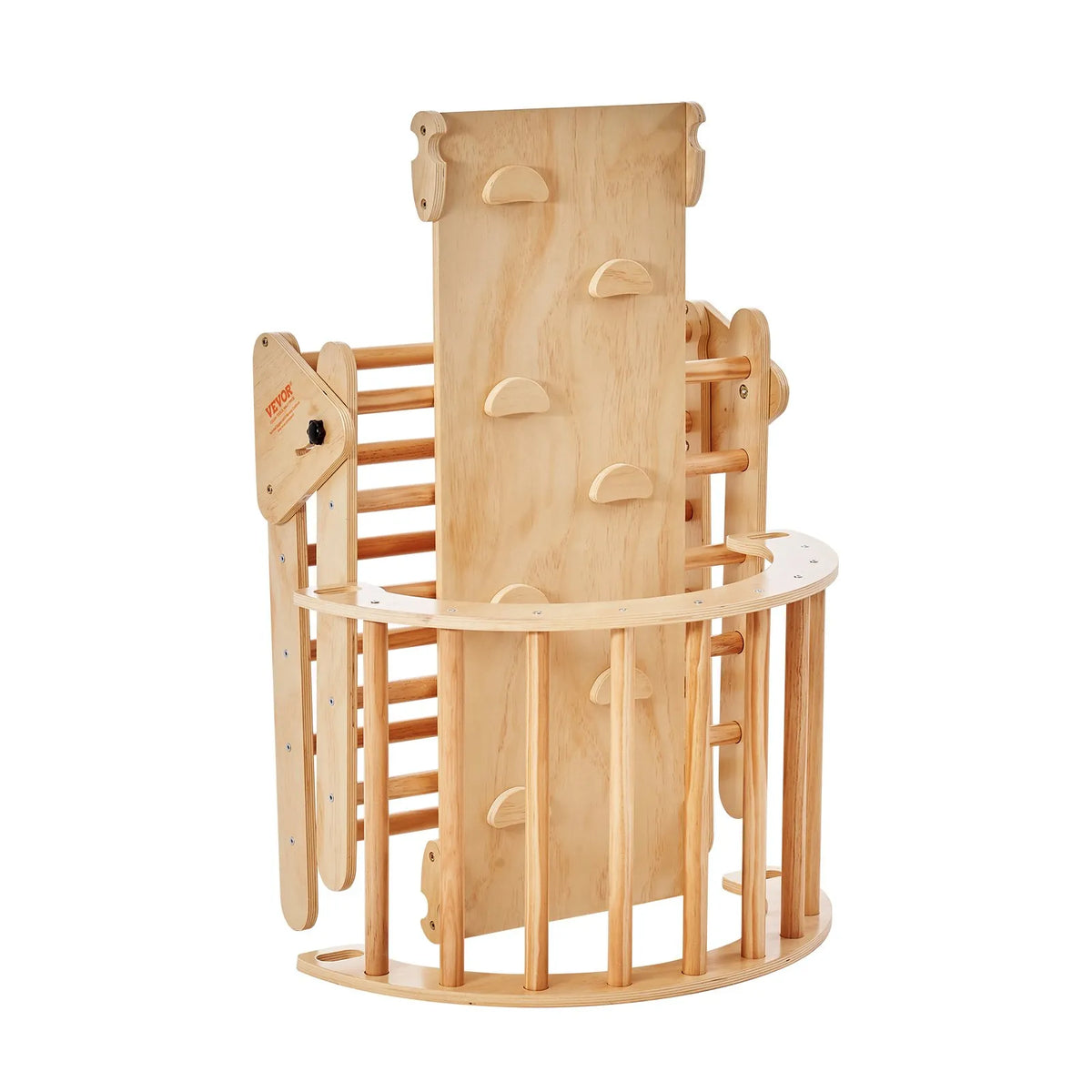 VEVOR 5 in 1 Pikler Triangle with Ramp and Arch for Children 1–3 Years, Large, Wood Colour