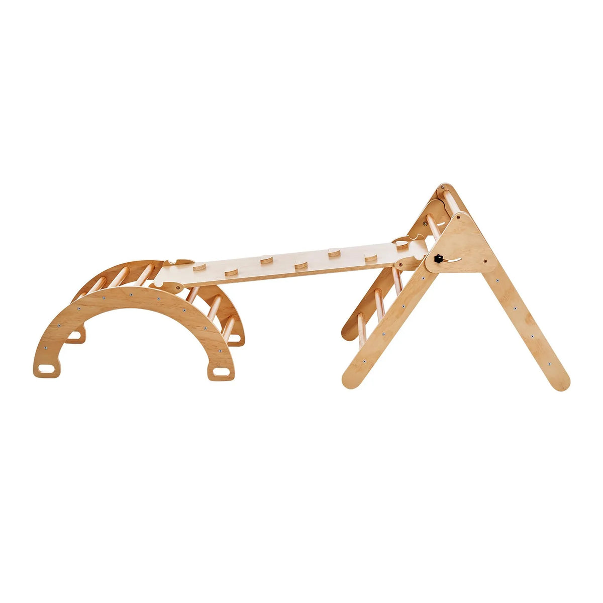 VEVOR 5 in 1 Pikler Triangle with Ramp and Arch for Children 1–3 Years, Large, Wood Colour