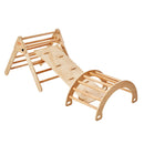 VEVOR Piklera trijstūra komplekts 5-in-1, Montessori koka kāpelēšanas rotaļlieta bērniem 1–3 gadi, iekštelpu rotaļu laukums ar trijstūri, rampu un arku, liels izmērs, koka krāsa