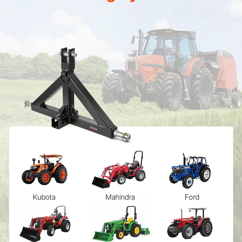 3 Punktu 50 mm piekabes āķa adapteris ar ātro savienojumu, 1360 kg celtspēja