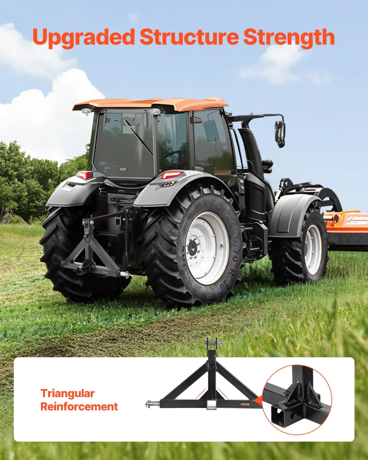 3-Point 50 mm Tow Hitch Adapter with Quick Coupler, 1360 kg Towing Capacity