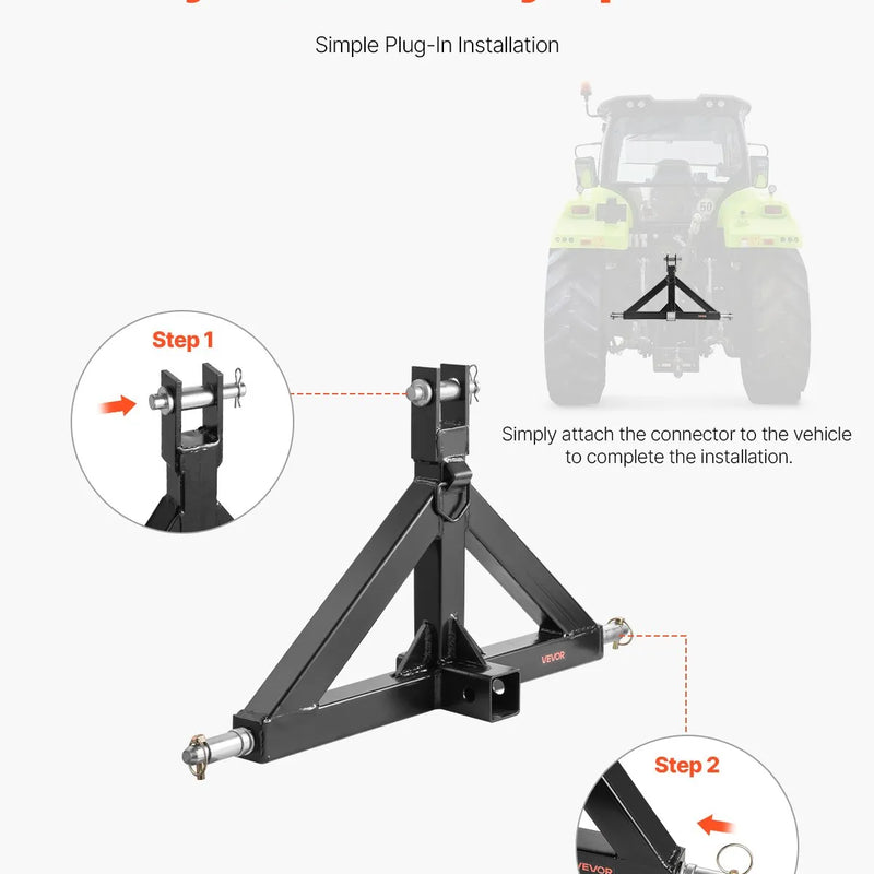 3 Punktu 50 mm piekabes āķa adapteris ar ātro savienojumu, 1360 kg celtspēja