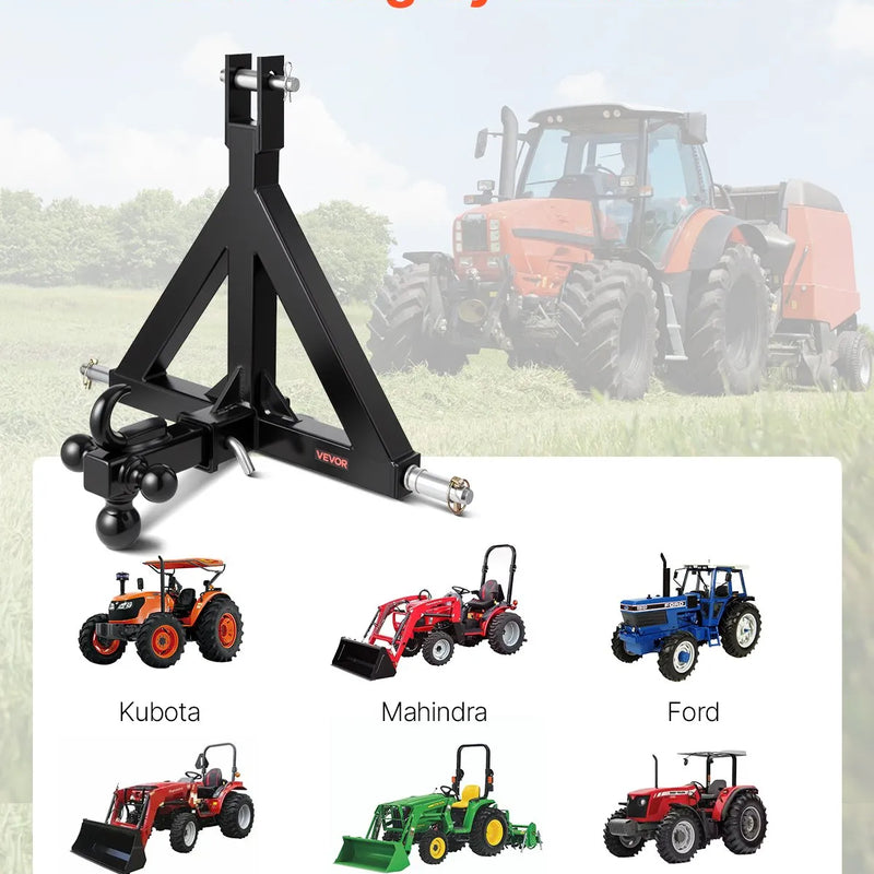 3 punktu 50 mm piekabes sakabes uztvērējs traktora vilkšanas stienim ar ātrās uzkabes adapteri