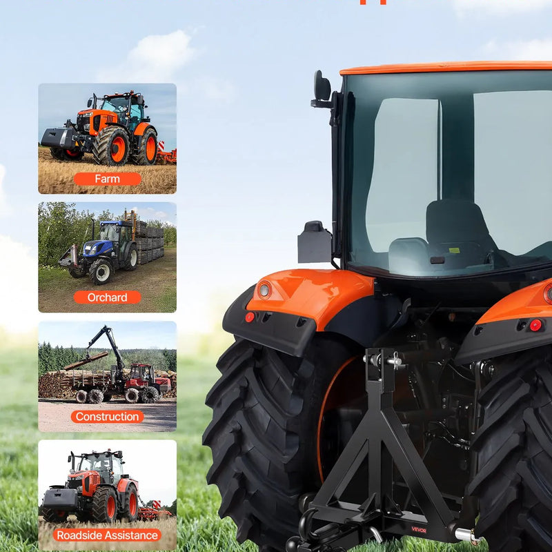 3 punktu 50 mm piekabes sakabes uztvērējs traktora vilkšanas stienim ar ātrās uzkabes adapteri