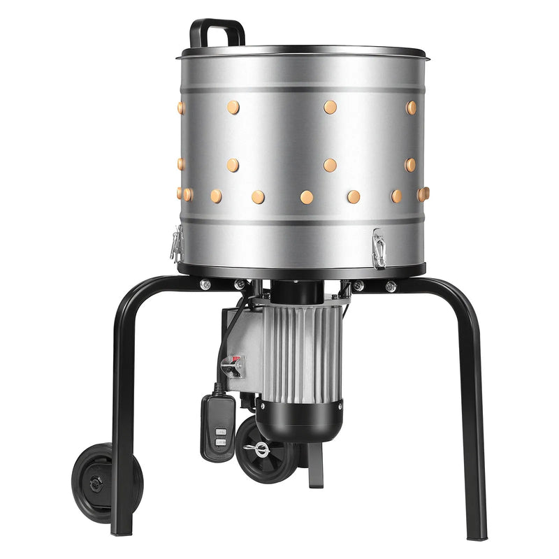 VEVOR putnu spalvu noplūkšanas mašīna, 400 mm bungas diametrs, 500 W, 230 apgr./min, ar 114 silikona pirkstiem un transportēšanas riteņiem, nerūsējošā tērauda spalvu noņēmējs 1-2 vistu apstrādei vienā ciklā