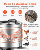 VEVOR putnu spalvu noplūkšanas mašīna, 400 mm bungas diametrs, 500 W, 230 apgr./min, ar 114 silikona pirkstiem un transportēšanas riteņiem, nerūsējošā tērauda spalvu noņēmējs 1-2 vistu apstrādei vienā ciklā