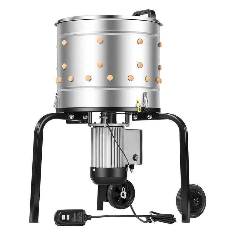 VEVOR putnu spalvu noplūkšanas mašīna, 400 mm bungas diametrs, 500 W, 230 apgr./min, ar 114 silikona pirkstiem un transportēšanas riteņiem, nerūsējošā tērauda spalvu noņēmējs 1-2 vistu apstrādei vienā ciklā