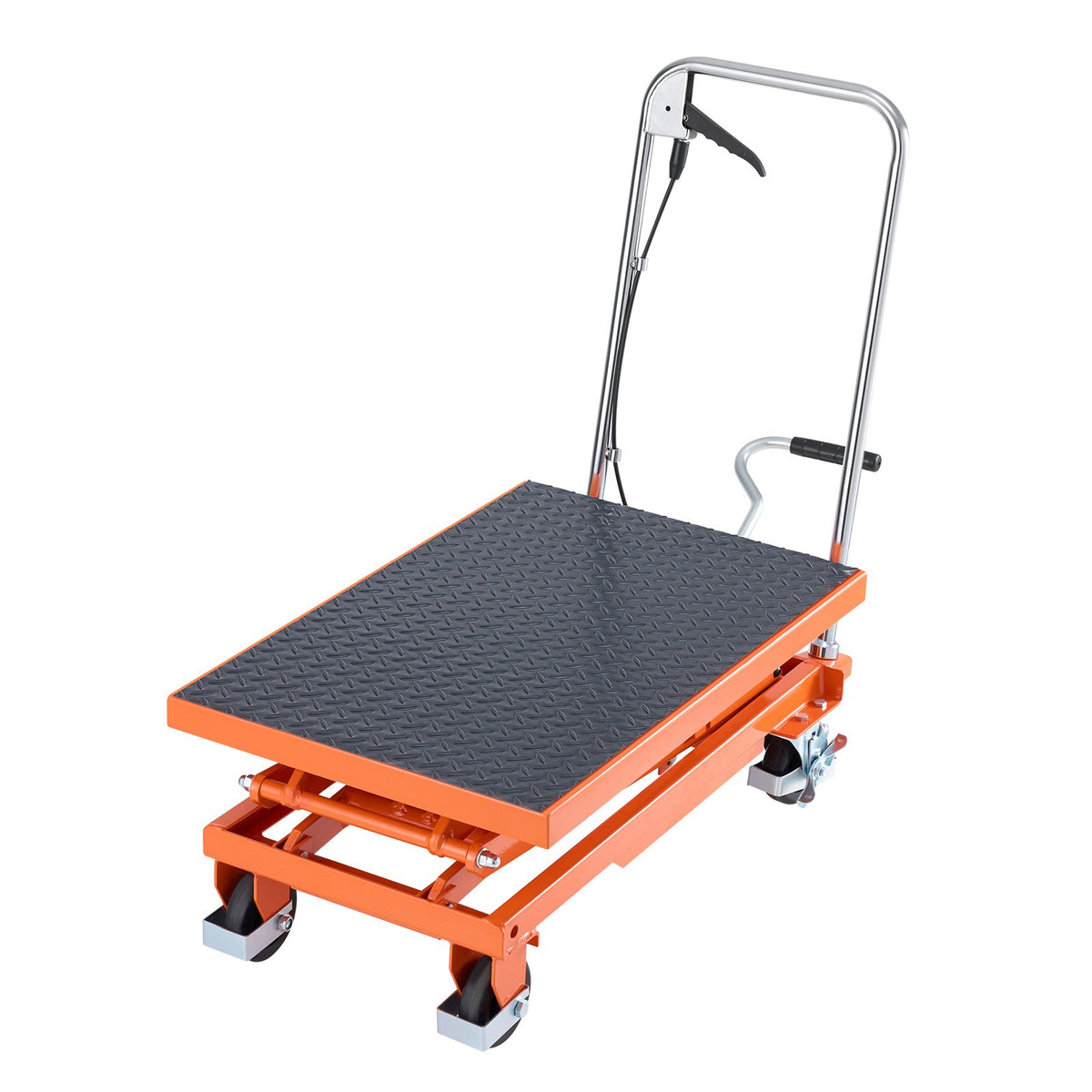 VEVOR hidrauliskais pacelšanas galds 227 kg ar pacelšanas augstumu līdz 120 cm, dubultais šķērveida pacelšanas ratiņgalds ar 4 riteņiem un pretslīdes platformu materiālu pārvietošanai