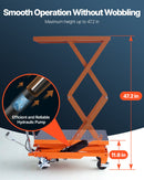 VEVOR hidrauliskais pacelšanas galds 227 kg ar pacelšanas augstumu līdz 120 cm, dubultais šķērveida pacelšanas ratiņgalds ar 4 riteņiem un pretslīdes platformu materiālu pārvietošanai