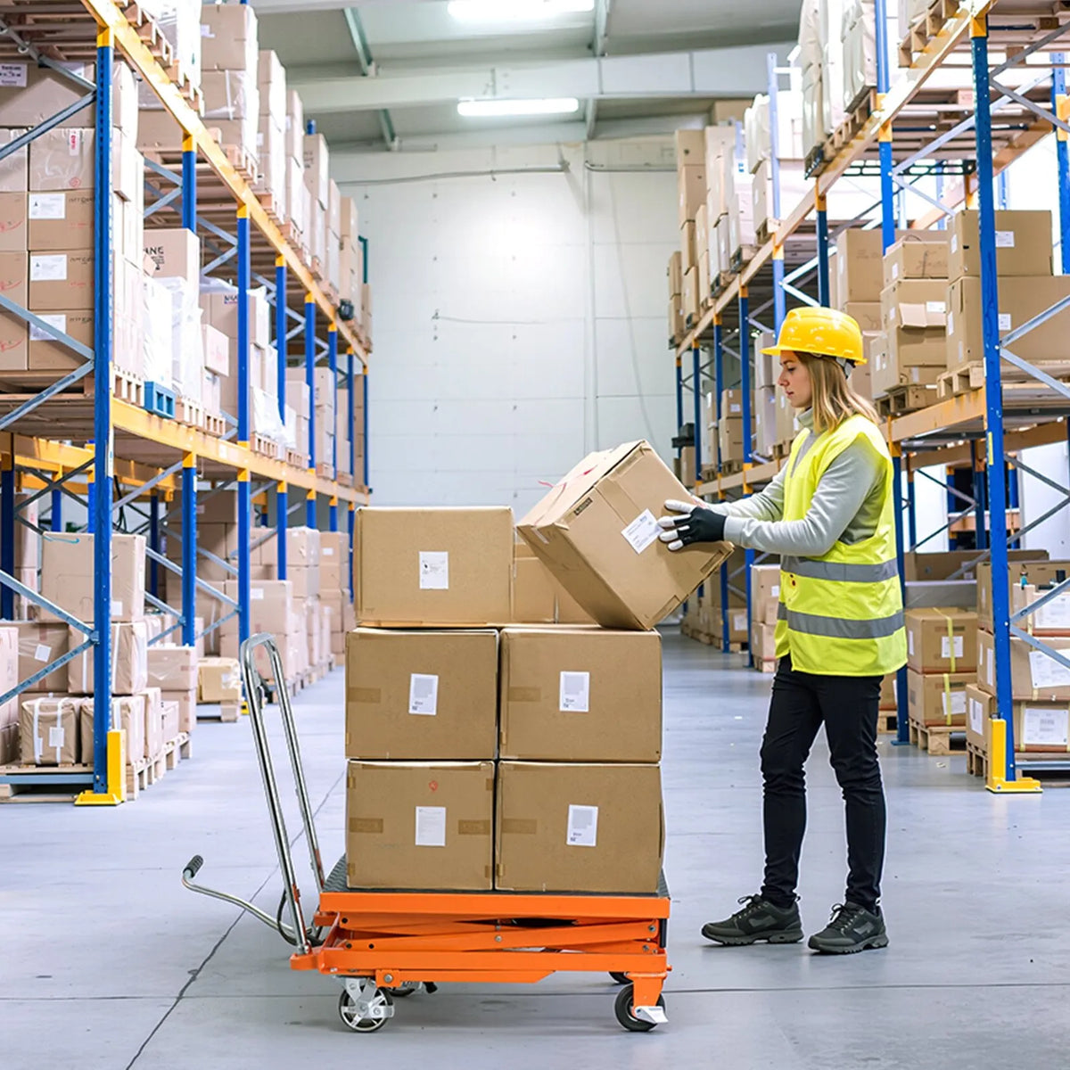 VEVOR hidrauliskais pacelšanas galds 227 kg ar pacelšanas augstumu līdz 120 cm, dubultais šķērveida pacelšanas ratiņgalds ar 4 riteņiem un pretslīdes platformu materiālu pārvietošanai