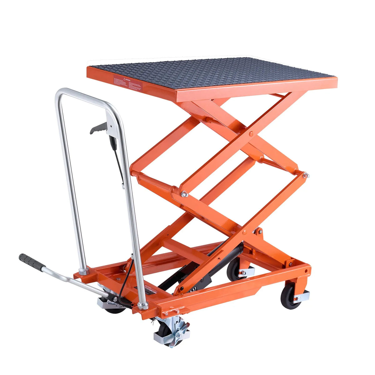 VEVOR hidrauliskais pacelšanas galds 227 kg ar pacelšanas augstumu līdz 120 cm, dubultais šķērveida pacelšanas ratiņgalds ar 4 riteņiem un pretslīdes platformu materiālu pārvietošanai