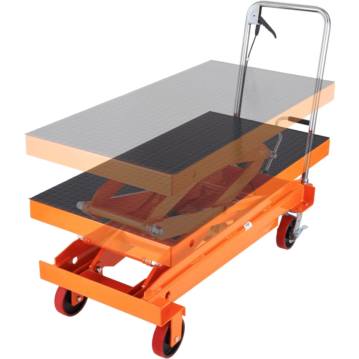 VEVOR hidrauliskais pacelšanas galds-ratiņi 789,3 kg, manuāls dubultšķēru pacēlājgalds ar 4 riteņiem un neslīdošu pārklājumu materiālu pārvietošanai un transportēšanai