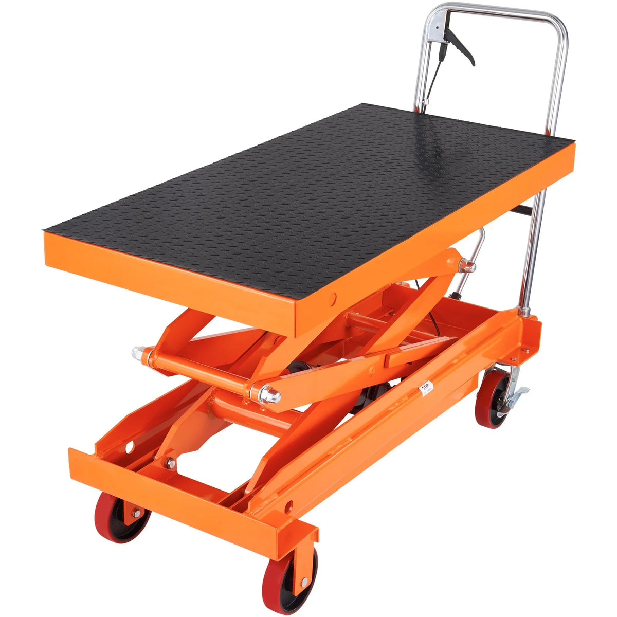 VEVOR hidrauliskais pacelšanas galds-ratiņi 789,3 kg, manuāls dubultšķēru pacēlājgalds ar 4 riteņiem un neslīdošu pārklājumu materiālu pārvietošanai un transportēšanai