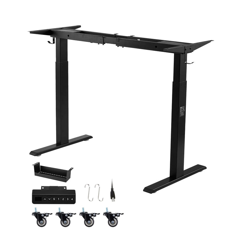 VEVOR elektriskais stāvgalda rāmis ar diviem motoriem, 104–160 cm, 4 augstuma atmiņas iestatījumi, melns